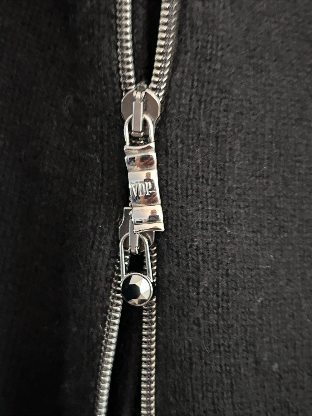 VDP Embellished Black Sweater Cape Zip up details - Picture 7 of 15